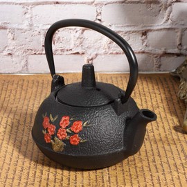 Japanese Tetsubin Teapot Cast Iron Teapot Cast Iron Tea Kettle Stovetop Blossom Bamboo Gift Decoration 0.3LCast Iron Tea Kettle Ornaments