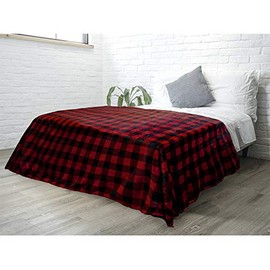 PAVILIA Flannel Fleece Throw Blanket for Sofa Couch Bed | Super Soft Velvet Plaid Pattern Checkered Decorative Throw | Warm Cozy Lightweight Microfiber | 60 x 80 Inches Plaid Red/Black