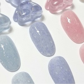Snowflake Glitter Velvet Gel One Color Handmade Nail Tip 2ver - Medium Oval / 눈꽃 글리터 벨벳젤 원컬러 수제네일팁 2ver - 미디움오벌