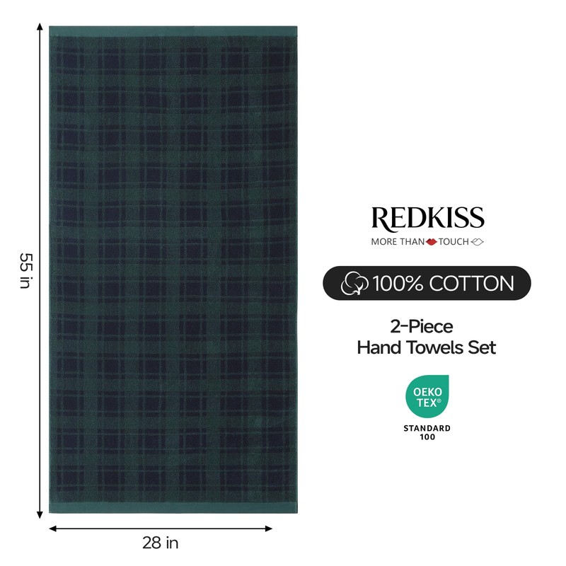 REDKISS 100% Cotton Bath Towels Set, Checkered Towel for Bathroom,