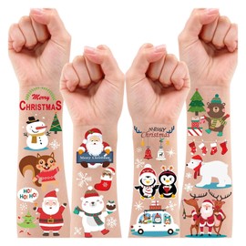 Leesgel Christmas Party Bag Fillers, 6 Sheets Luminous Temporary Tattoos for Kids Christmas Decorations Xmas Party Supplies Games Favours