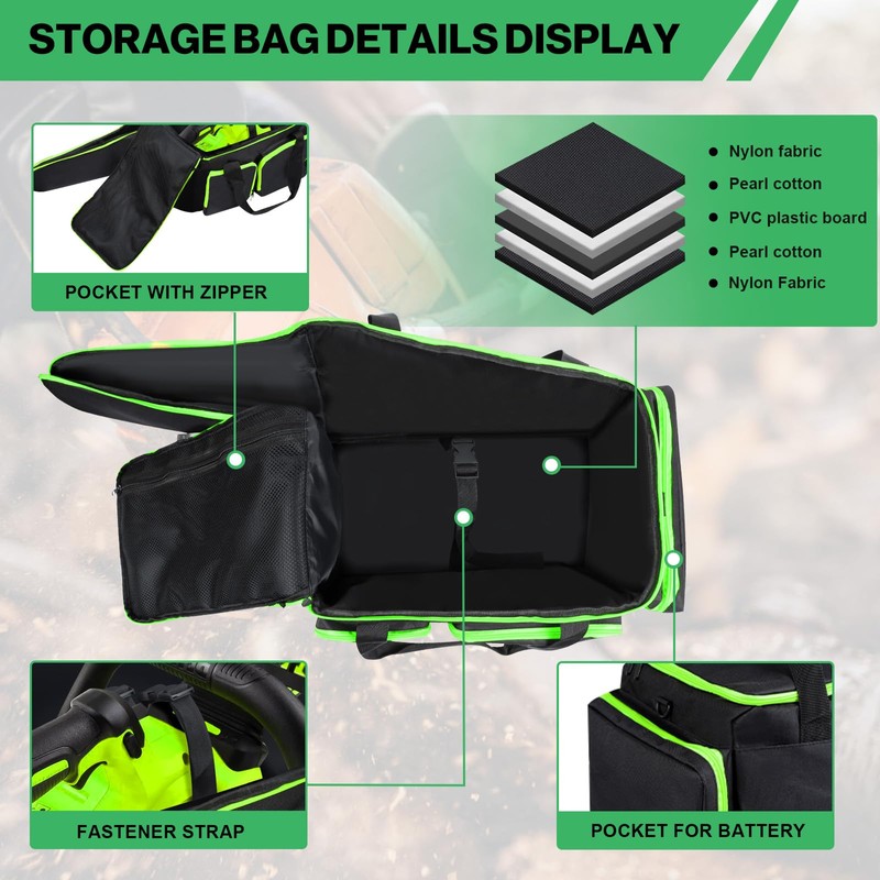 HTZSSON Chainsaw Carrying Case, Compatible with Greenworks, EGO, Dewalt, 14