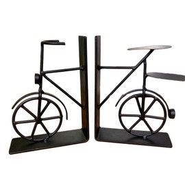 Bicycle Bookends Black Metal Vehicle Cycling Bike Riding Book Shelf Stoppers Art