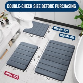 Colorxy Memory Foam Toilet Rug U-Shaped 24x20, Ultra Soft and Absorbent Bathroom Rugs, Non-Slip Toilet Bath Mat, Machine Wash Dry, Contour Bath Rugs for Toilet Base, Dark Grey