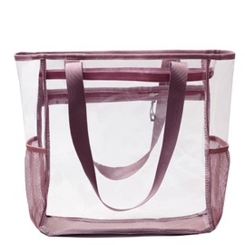 ESVAN Large Clear Tote Bags Heavy-duty Shoulder Bag Transparent Handbag Travel Beach Work Gym Stadium Approved Bags