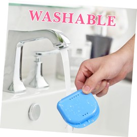 TOVINANNA 2sets Case Plastic Storage Box for Dentures False Container Holder Box Blue Rosy 2pcs*2