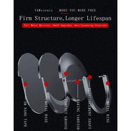 VAWcornic Cell Phone Ring Holder Phone Grip, 360 X 120 Degree Rotation Ultra Thin Finger Ring Kickstand for Magnetic Car Mount Compatible with Cellphone, Tablet, Kindle, Switch and More - Dark Gery