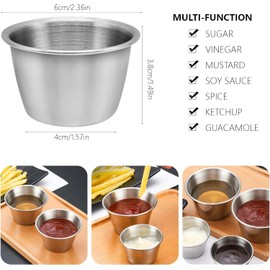 FORYNXHWIN Set of 4 70 ml Stainless Steel Sauce Bowls, Stackable Spice Bowls, Dip Bowls, Dip Bowls for Sauces for Serving, Salad Dressings, Ketchup Spices