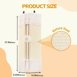 LIFLIX Wall Corner Cat Scratcher for Indoor Cats- Wall Mounted Sisal Scratching Pad with Hanging Ball - Vertical Corner Wall Mount Scratch Panel, Protector for Wall Corner