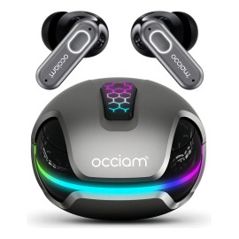 Audfonos Gamer Occiam Gm06 In Ears Color Plata - Anc -45db, Luces Rgb, 70h Duracin, 13mm Hifi, 360 Sonido Surround, 45ms Latencia, Doble Micrfono,... 