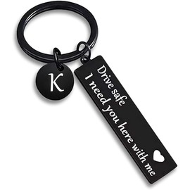 Drive safe keychain for boyfriend 26-letter keychain I need you with me keychain for Couple Husband Dad (K)