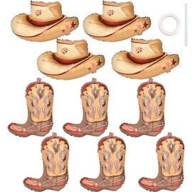 10 Pcs Western Cowboy Balloons Large Boots & Hat Western Theme Party Ballons Party Decorations Cowgirl Horse Rodeo