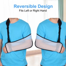 supregear Mesh Arm Sling, Adjustable Lightweight Comfortable Shoulder Arm Immobilizer Sling Breathable Right Left Shoulder Stabilizer Support for Injured Arm Elbow Wrist Hand (White)