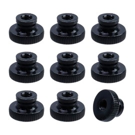 Pastlla 12 Pcs M6 x 20 x 12mm Carbon Steel Nut High Head Through Hole Fitting for 3D Printer Parts, Knurled Thumb Nuts, Black
