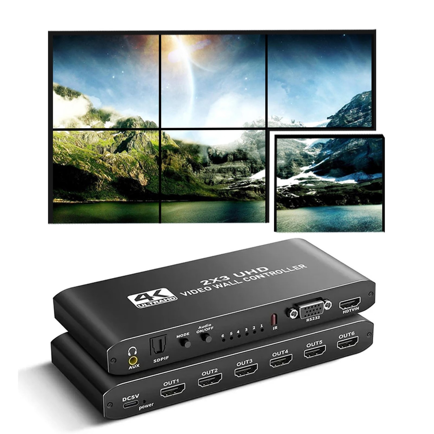 2x3 HDMI Video Wall Controller, 1080P@60Hz HDMI TV Wall Processor with ...