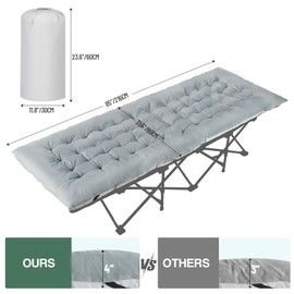 REDCAMP Folding Cot Pads for Sleeping Extra Thick & Large, Soft Comfortable Velvet & Corduroy Cotton Camping Cot Mattress Pad for Backpacking Hiking, 85"x29.5", Grey