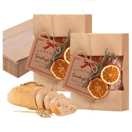Ctosree 50 Sets Christmas Bread Bags for Homemade Bread Large Sourdough Bakery Storage Bags with Window Label Seal Stickers Dried Orange Slices Rosemary Branches for Packaging, 13.7 x 8.3 x 3.5 Inch
