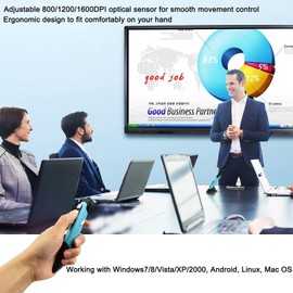 Lychee Kabelloser Maus-Stift, 2,4 GHz, Optische USB-Maus mit einstellbaren DPI-Werten auf 500/1000, Mini-Maus für Handschrift auf PC, Laptop, Notebook, Computer, Mac (Blau 01)