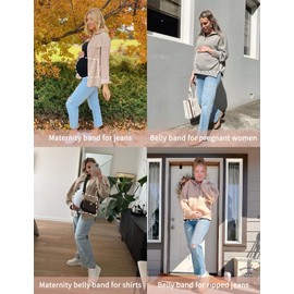 Vahina Belly Bands for Pregnant Women Pregnancy Belly Band for Jeans Pregnancy Support Belt Maternity Support Band Maternity Pants for Women Waistband Extenders (White M)