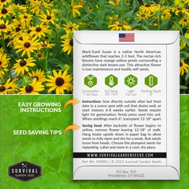 Blackeyed Susan Wildflower Seeds for Planting - 2 Packets with Instructions to Plant and Grow Perennial Flowers in Your Home Garden - Non-GMO Heirloom Variety - Supports Healthy Ecosystems