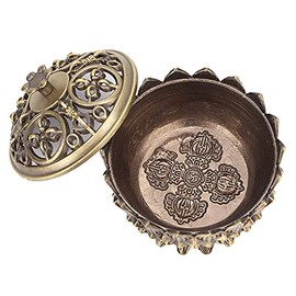 Metal Incense, Anti Corrode Zinc Alloy Material Vintage Lotus Incense Holder Sandalwood for Home Decoration Meditation(Bronze)