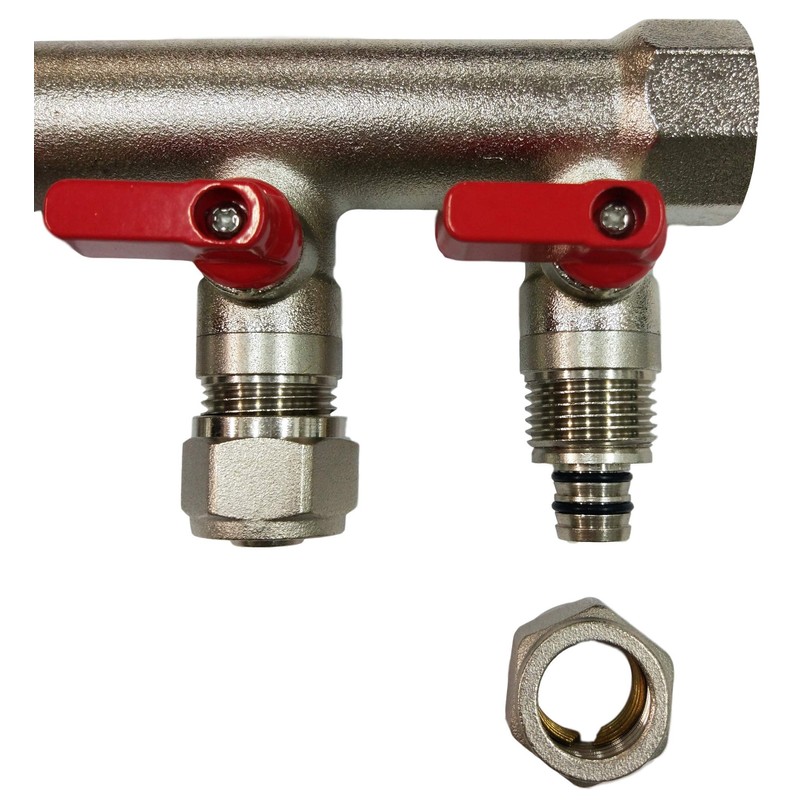 6 Loop Plumbing Manifold w/ 1" trunk & 1/2" pex