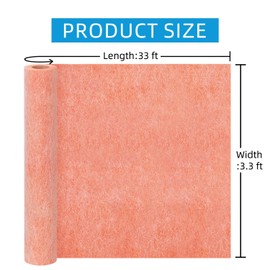 AMOGATO 24mil Waterproofing Membrane, 3' x 33' (99 Sq Ft) - Professional Orange Fabric for Shower Walls, Bathroom Floors & Kitchens - Heavy Duty Polyethylene Sealing Layer for Tile & Stone