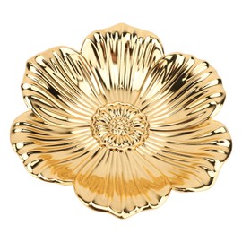 Round Gold Metal Serving Tray, Turkish Round Coffee Tray Embossed Pattern Bowl Vintage Food Serving Trays Retro Style Snack Dessert Storage Plates for countertop Decor (18cm/7.09in)