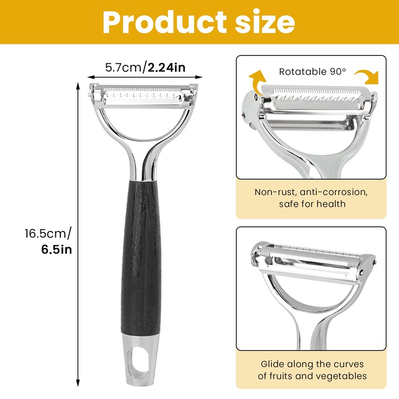 2 In 1 Julienne Peeler, Stainless Steel Vegetable Peeler with