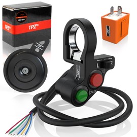 1PZ MS1-S01 7/8" Multi-Function Horn Turn Signal On/Off Light Switch + Flasher Relay + Horn Replacement for Honda Yamaha Suzuki Kawasaki Arctic Cat Motorcycle ATV Offroad