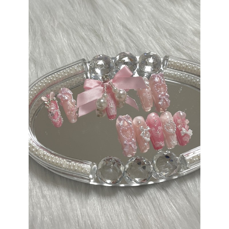 Pink Core Soft Handmade Nail Tips - Almond (Parts may