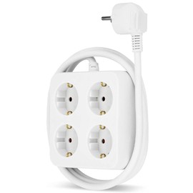 Square Power Strip 4 Sockets Max 3680 W Double Pole with T/T Side Cable 1.5 m