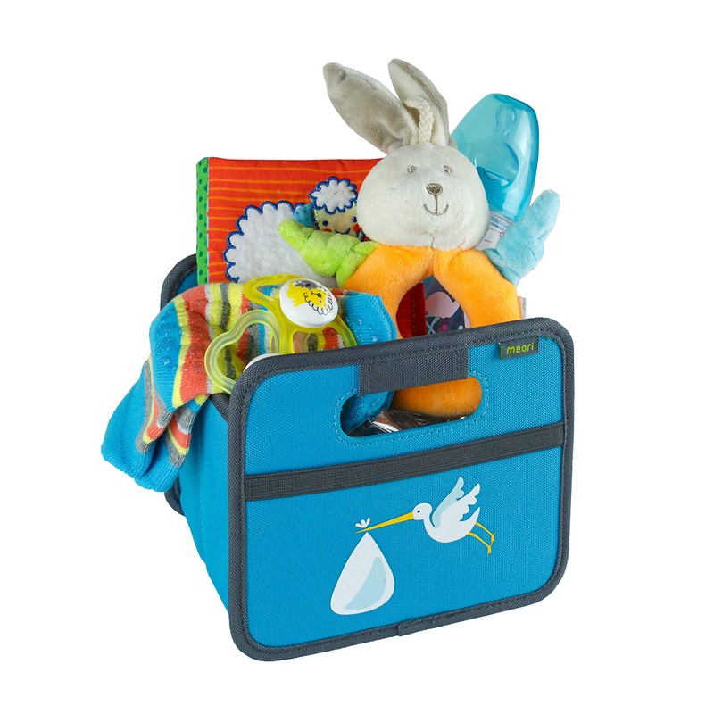 Folding storage box with handles and one compartment with two
