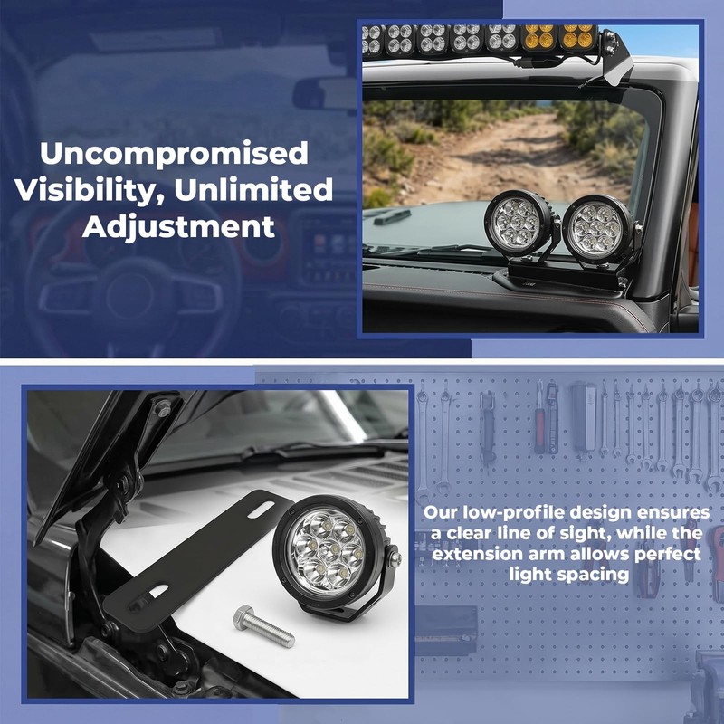 2 Pack Ditch Light Bracket Extensions Compatible with Most Truck