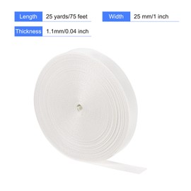 sourcing map Flat Nylon Webbing Strap 1 Inch 25 Yards White for Backpack, Luggage-Rack