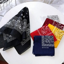 7-Color Unisex Paisley Handkerchief Headband Scarf White/ONE 2ea