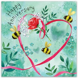 Twizler Anniversary Card - Bees & Heart Happy Wedding Anniversary Card for Couple - Husband Anniversary Card for Him - Wife Anniversary Card for Her - Mum and Dad Anniversary Card
