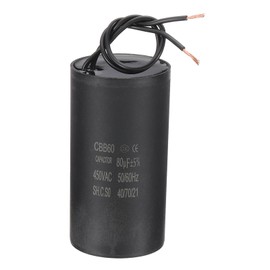 PATIKIL 80uf CBB60 Run Capacitor, AC 450V 2 Wires 50/60Hz Motor Running Capacitor 102x53x102, Black