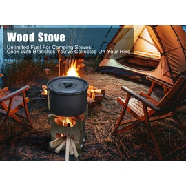Backpack Wood Stove, Portable Stainless Steel Folding Wood Stove for Outdoor Camping / Travel / Hiking / Picnic - 3.9 x 3.9 x 5.0 Inches