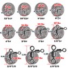 FishTrip 3 Way Swivel Fishing Tackle - 50pcs Black T-Turn