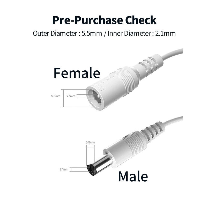 Tonton Power Extension Cable 33Ft 10M 5.5mm x 2.1mm DC
