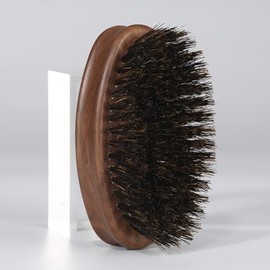 O BRUSHZOO Beard Brush, Black Walnut Boar Bristles Brush for Beard Hair Growth, Style Control and Oil Production, Perfect Beard Grooming Tool