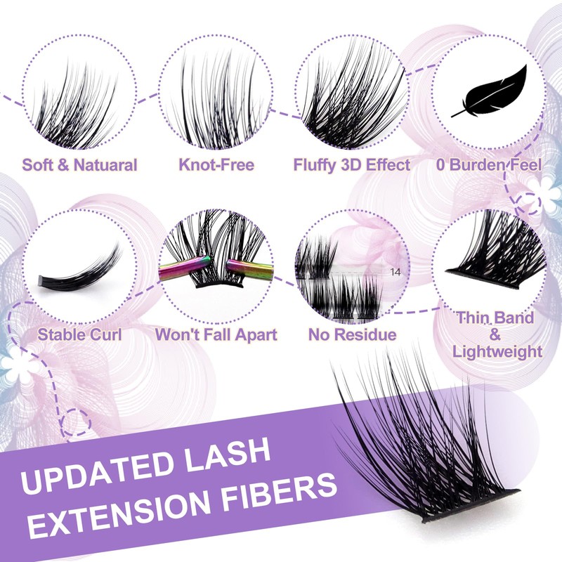 NAGARAKU DIY T50 Cluster Eyelash Extensions, Pack of 108, Wide