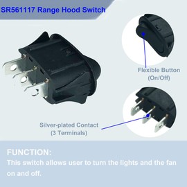 DTAIR SR561117 Range Hood Rocker Switch Replacement for Nutone Range Hood(Pack of 2)
