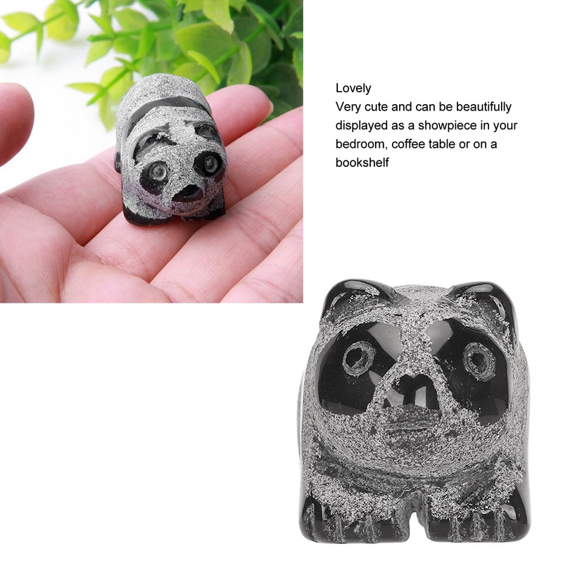 2pcs Panda Statue Obsidian Frosted Cute Mini Ingenious Handcrafted Panda