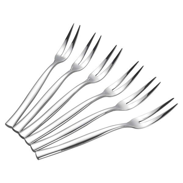 Qqbine Stainless Steel Small Fruit Fork, Two Prong Forks, 6.10-Inch, 6 Pieces
