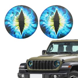 HQRNYP 2PCS Beast Eyes Headlight Decals, Automotive Decals, 3D Stereo Eyes Headlight Decal Stickers, Auto Accessories Car Body Window Bumper Decorative Sticker for Jeep Wrangler and Most Cars (Blue)