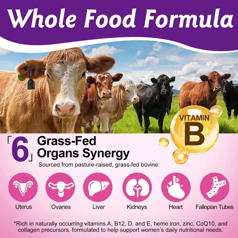 Beef Organ Para Mujeres, 60 Cpsulas, Criado En Pasto