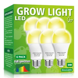 mfxmf 6 Pack LED Grow Light Bulb A19 Bulb, Full Spectrum Plant Light Bulb, 9W E26 Grow Bulb Replace up to 80W, Grow Light for Indoor Plants, Flowers, Greenhouse, Indore Garden, Hydroponic