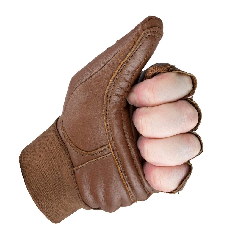 Globaleather Classic Fingerless Wheelchair Gloves - Brown (X Large) -